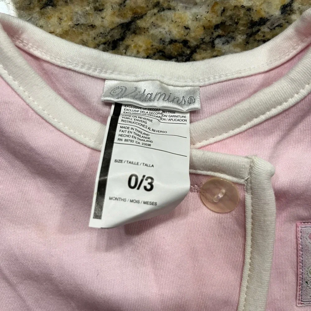 Vitamins Baby Girl Pink Shrug Bolero Cardigan Seashell Patch 0-3 Months